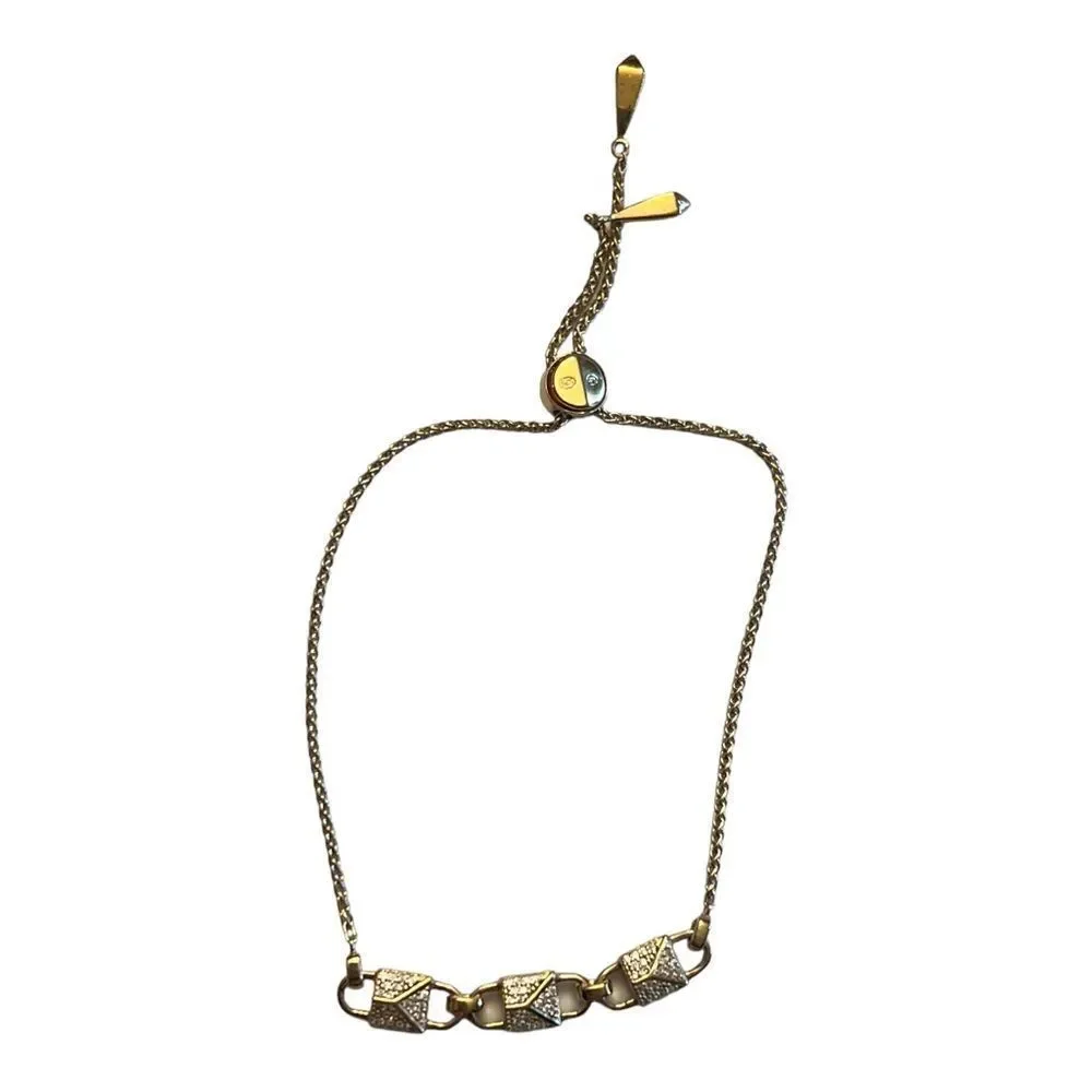 Michael Kors Slider Bracelet In 14K Gold-Plated Sterling Silver Pave Link New